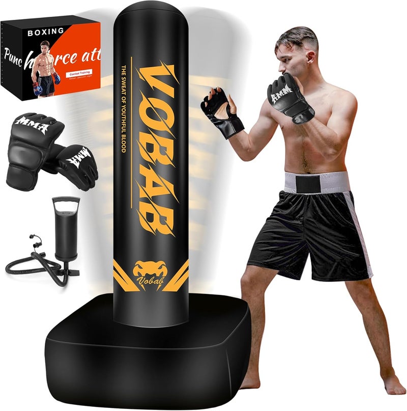 SPOXING Freestanding Punching Bag for Adult Teens, 70" Heavy Punching Bag with Boxing Gloves and Electric Air Pump for Beginners Kickboxing Training MMA Muay Thai Fitness Office Home Gym - Image 1